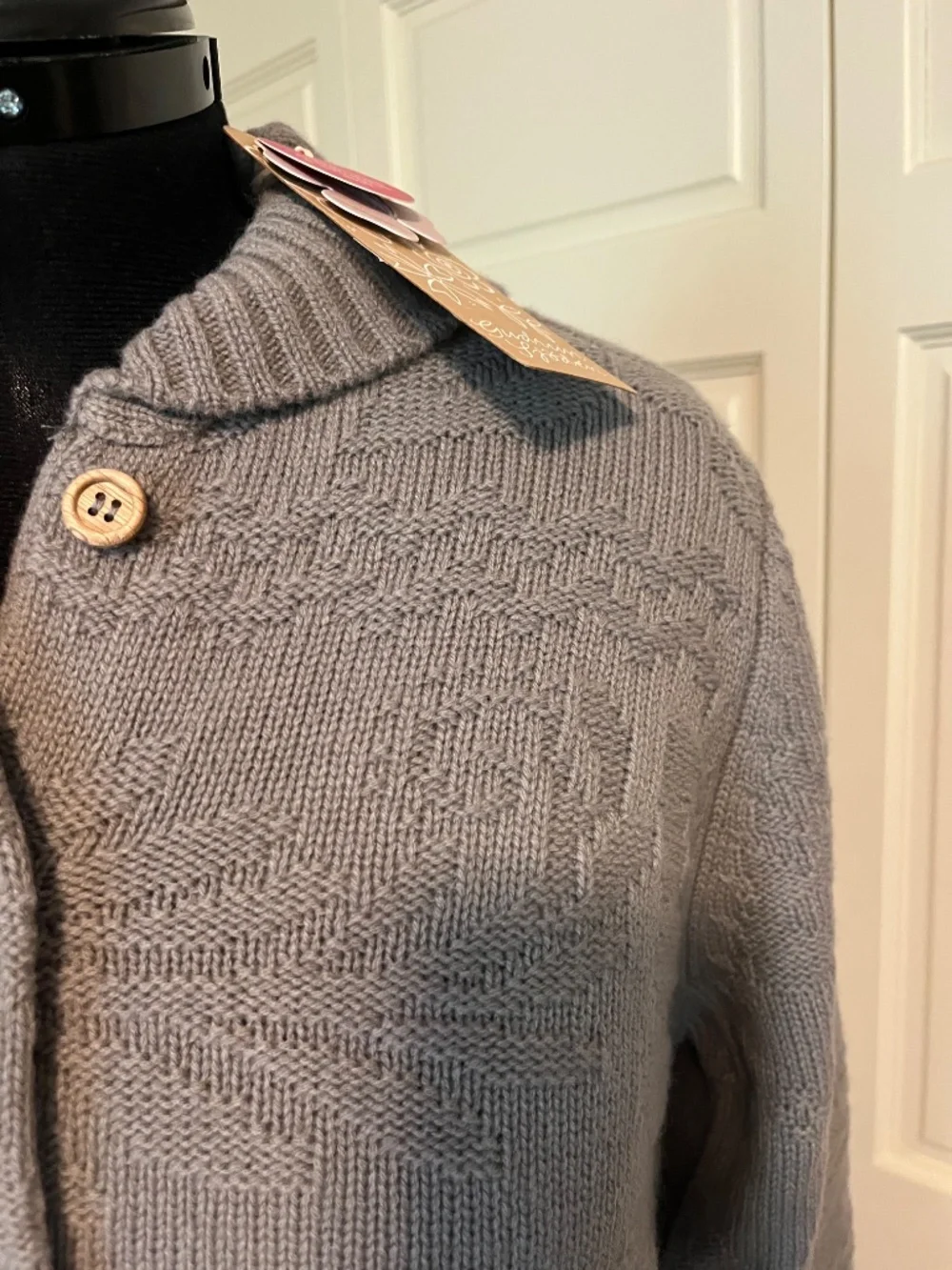 100% Wool Gudrun Sjoden Nova Scotia Grey Long Cardigan Buttons Size M NWT!